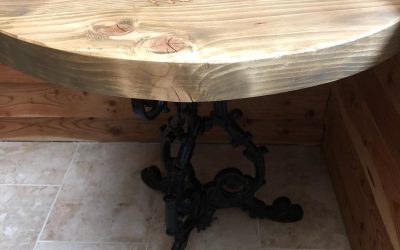Stylish Round Pine Table with a map of Scotland