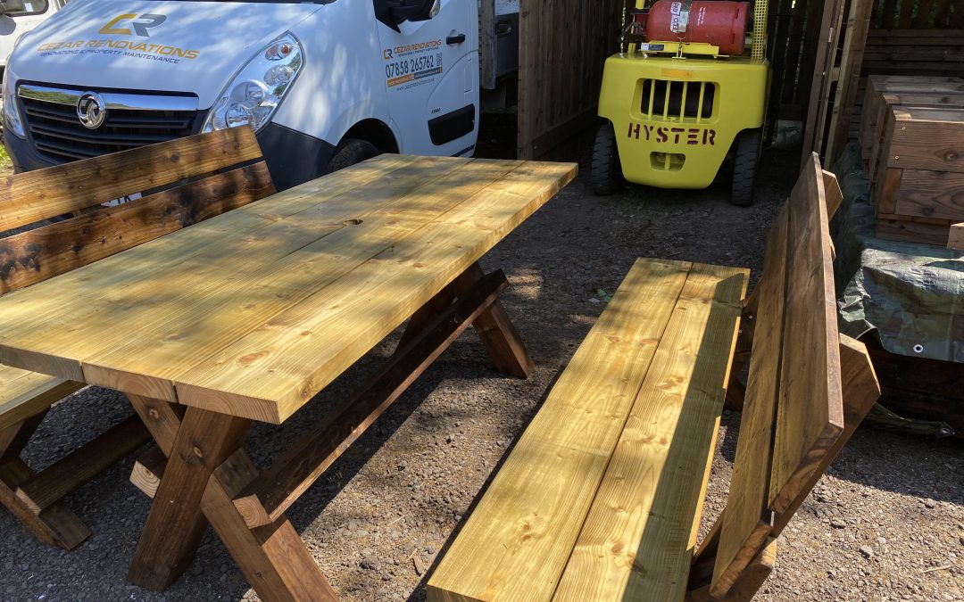 Bespoke Pine Garden Table and Chairs Set