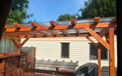 Covered Pergola for Static Caravan with Larch Decking